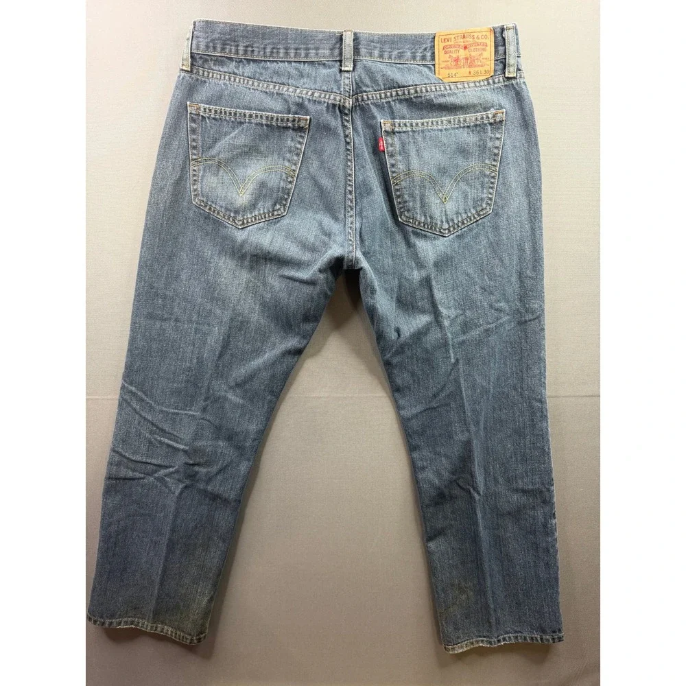 Levi's Vintage 514 Slim Straight Jeans Mens Blue Medium Wash 35x29
